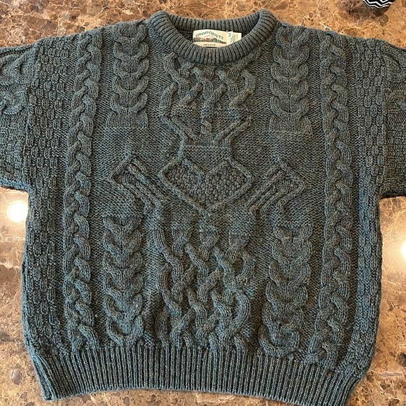 VTG Aran Crafts Ireland Wool Chunky Cable Knit Fisherman Sweater Medium Unisex - Picture 4 of 15